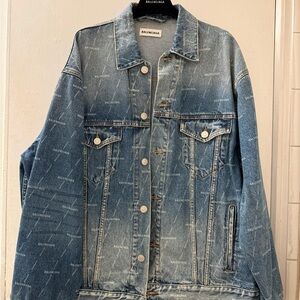 Balenciaga Light Blue Logo Denim Jacket